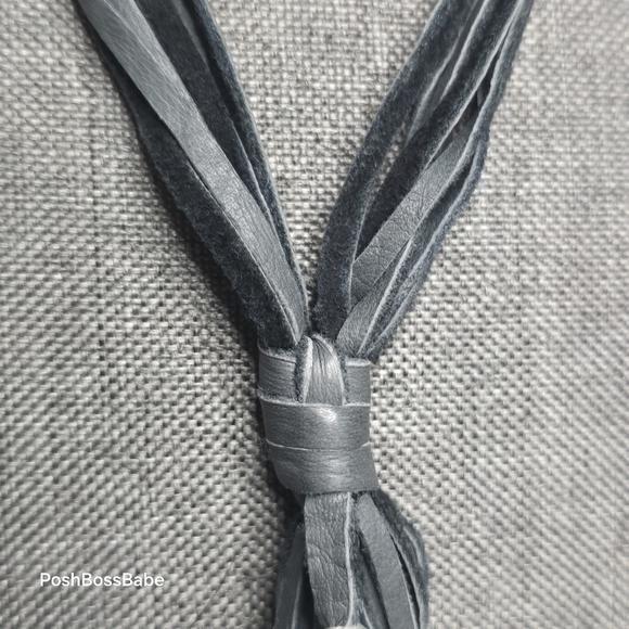 Black Suede Cord Tassel Necklace with Mixed Beads – 30" - Picture 8 of 13